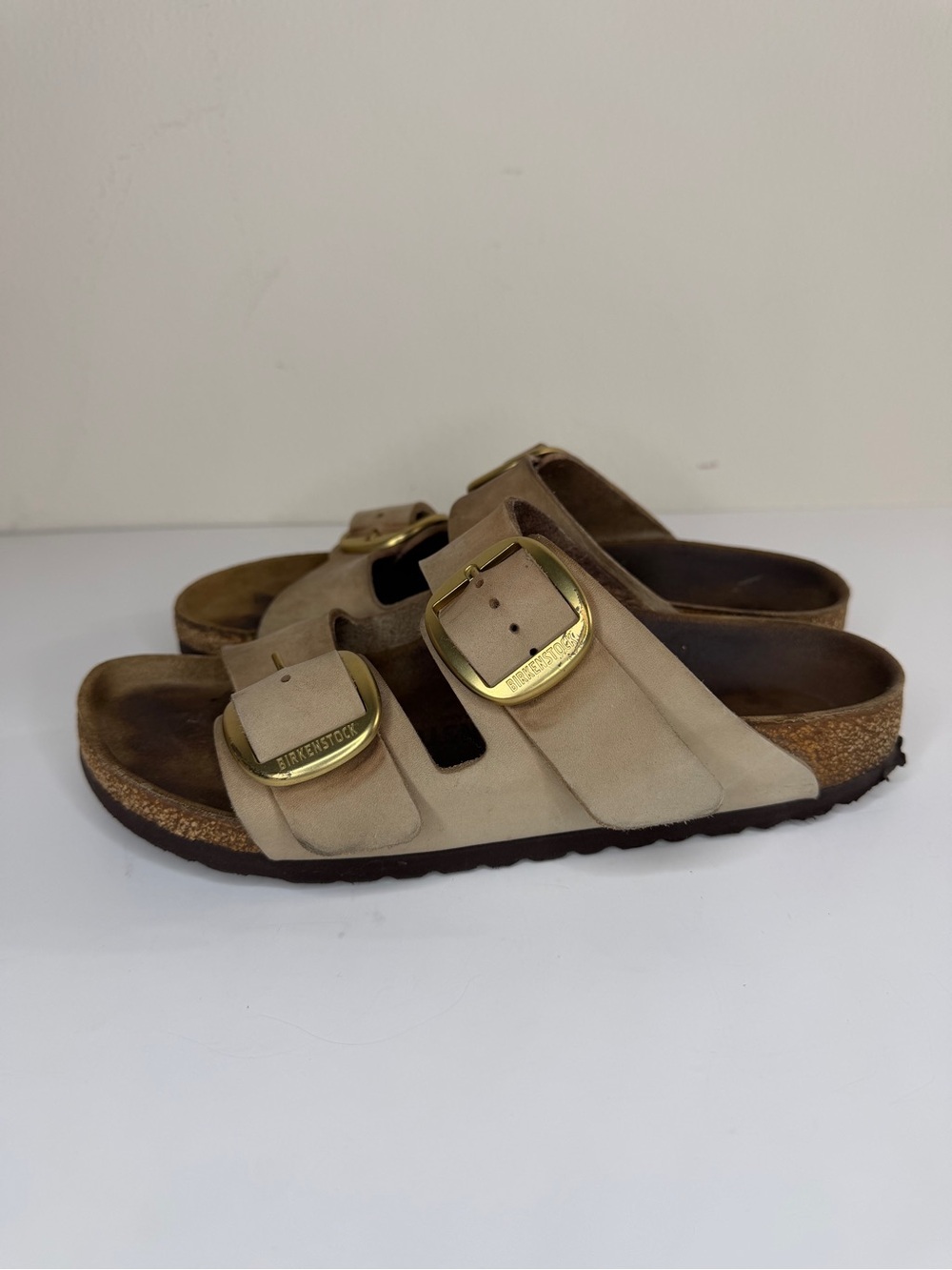 Birkenstock Sandals Slides Women Size 38 US 7 Double Strap Tan Buckle Germany - Picture 3 of 16